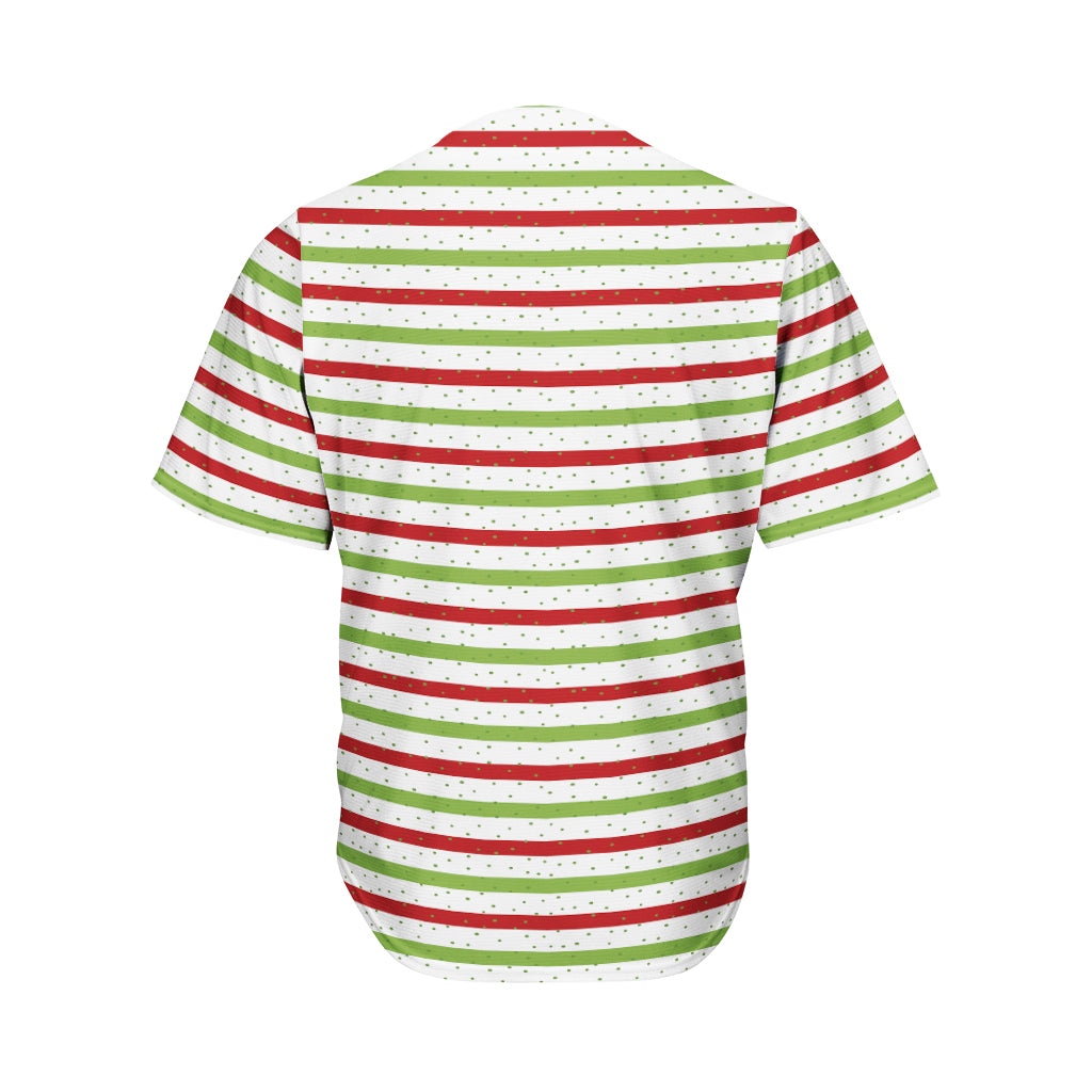 Merry Christmas Striped Pattern Print Men's Baseball Jersey