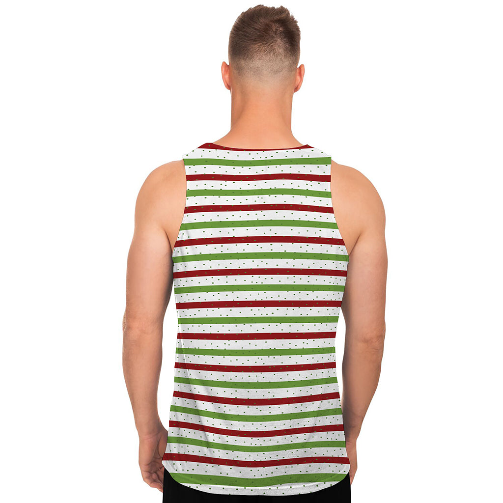 Merry Christmas Striped Pattern Print Men's Tank Top