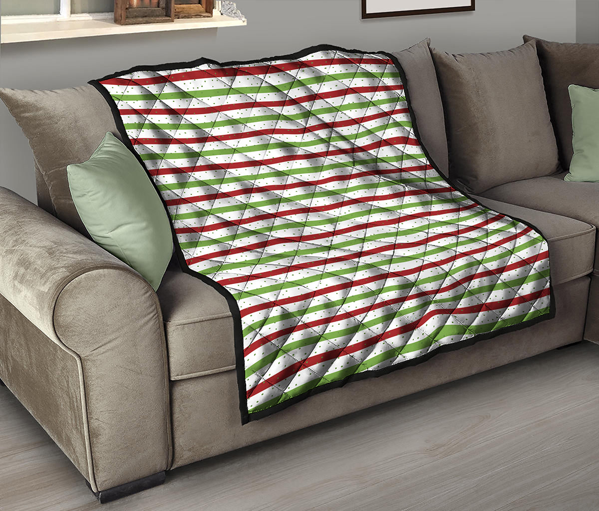Merry Christmas Striped Pattern Print Quilt