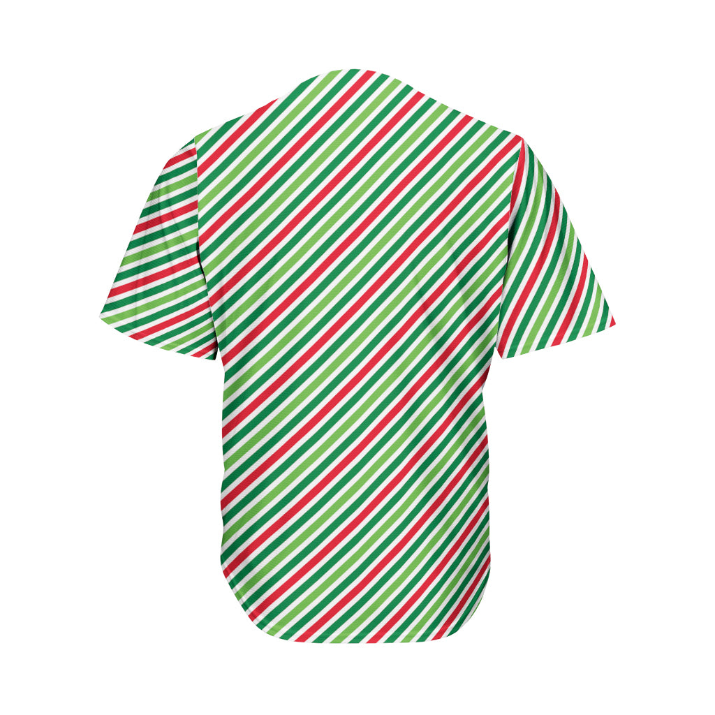 Merry Christmas Stripes Pattern Print Men's Baseball Jersey