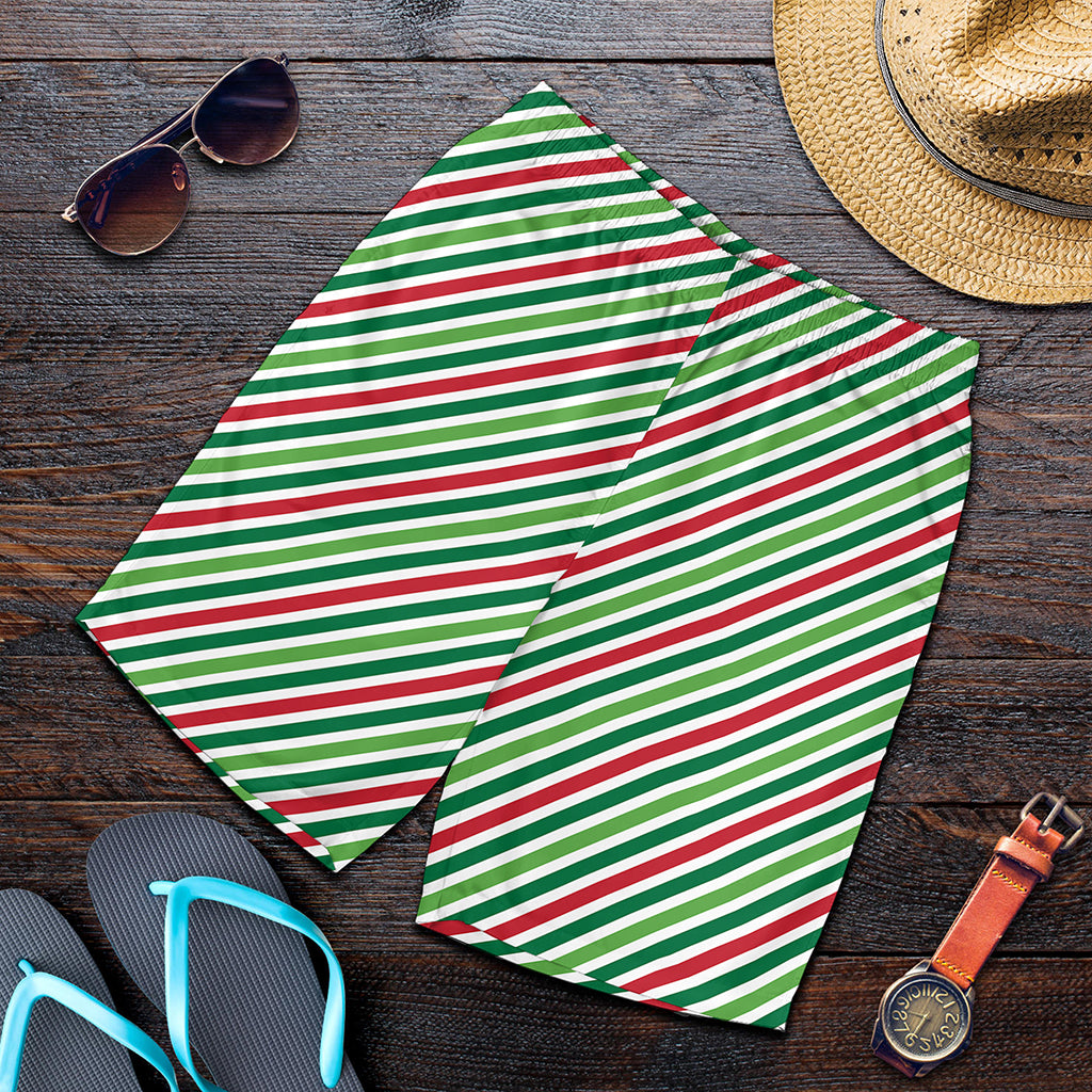Merry Christmas Stripes Pattern Print Men's Shorts