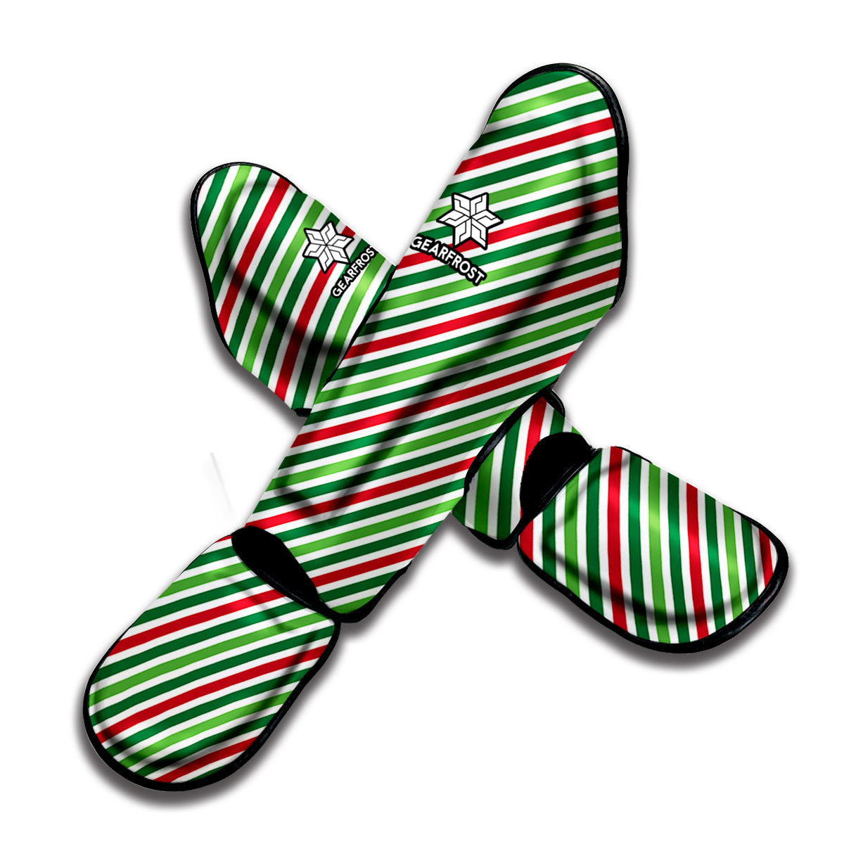 Merry Christmas Stripes Pattern Print Muay Thai Shin Guard