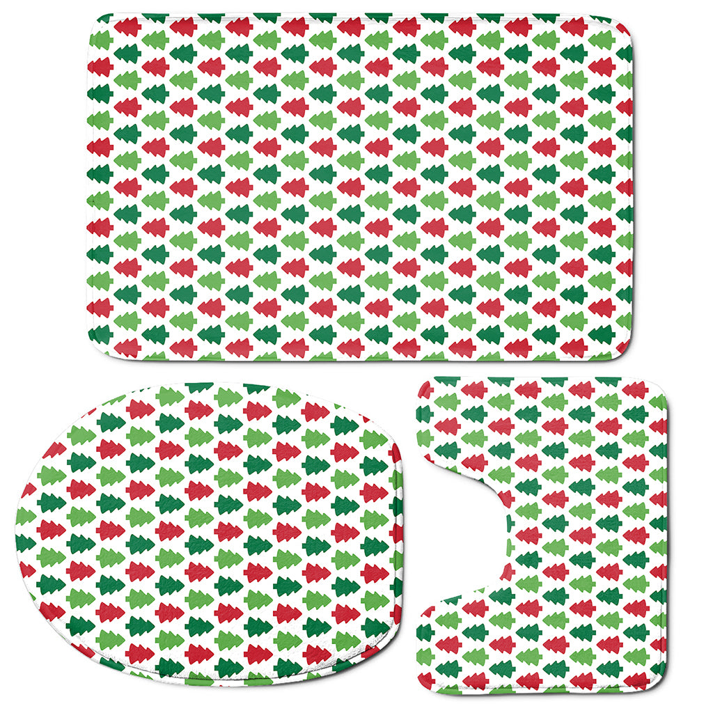 Merry Christmas Tree Pattern Print 3 Piece Bath Mat Set