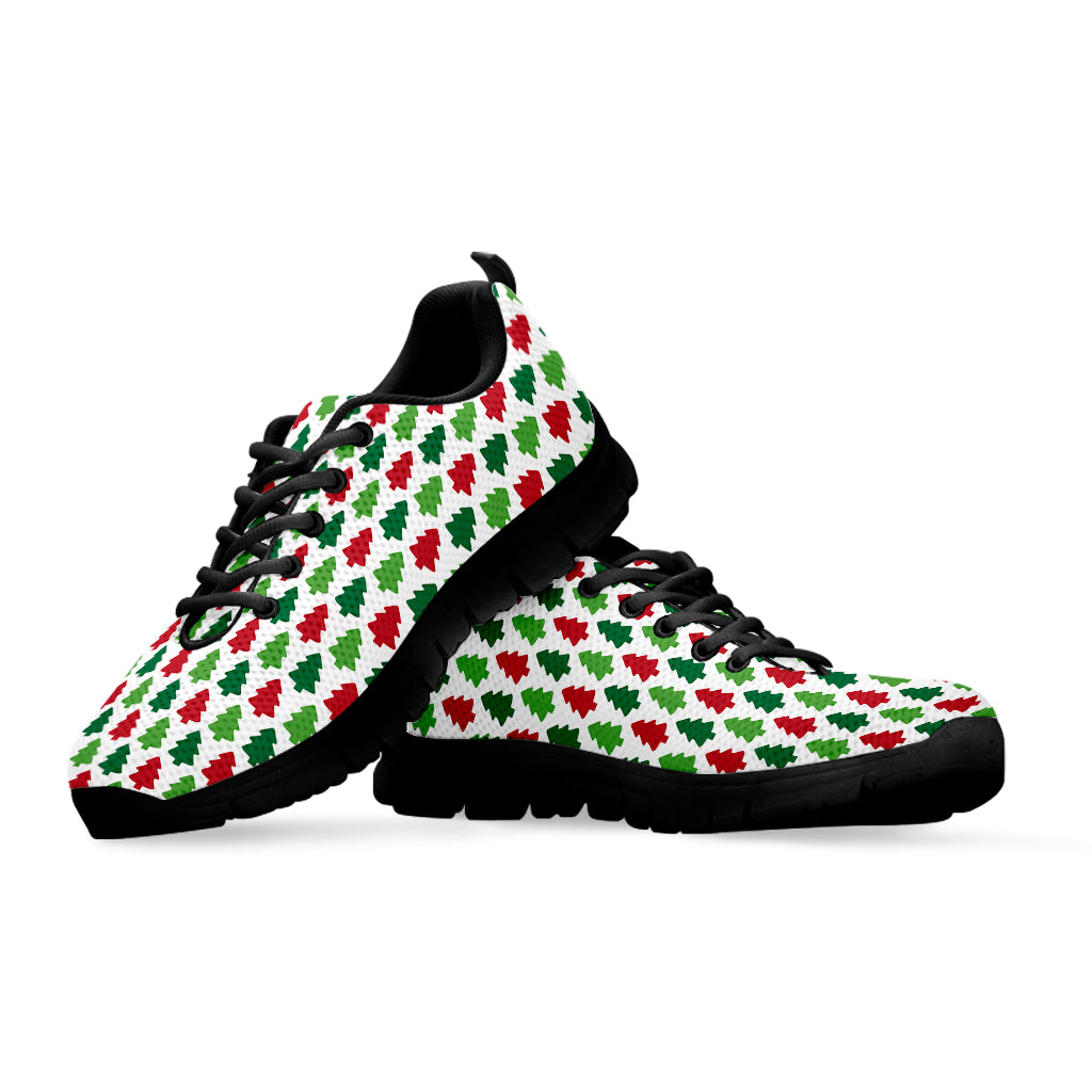 Merry Christmas Tree Pattern Print Black Sneakers