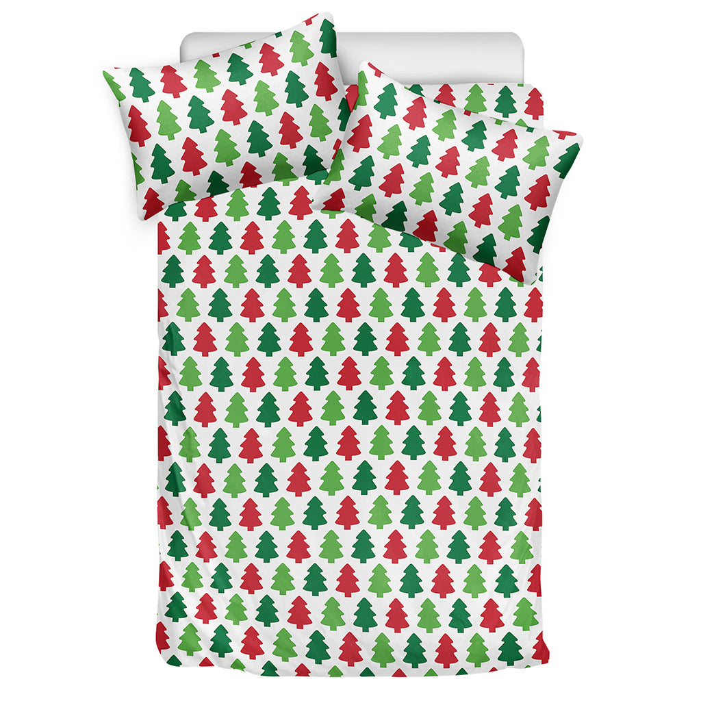 Merry Christmas Tree Pattern Print Duvet Cover Bedding Set