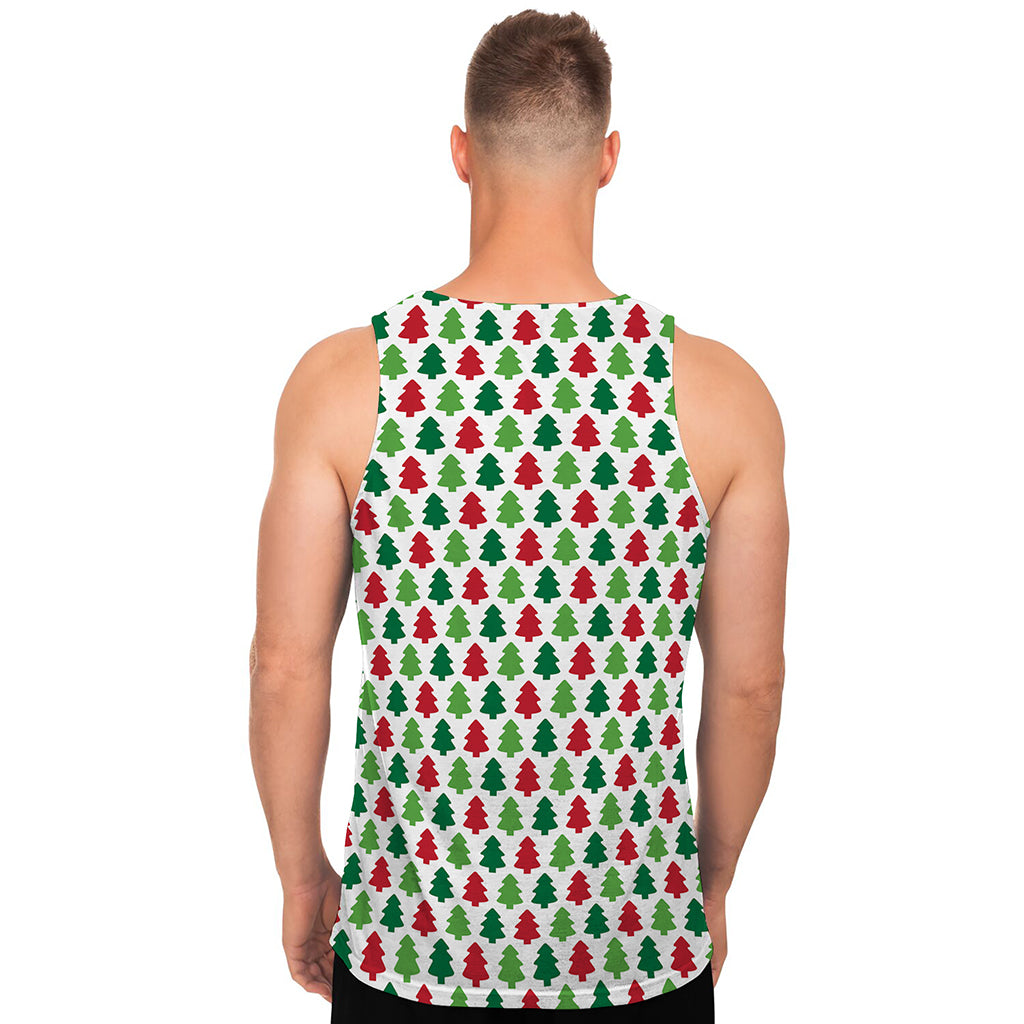 Merry Christmas Tree Pattern Print Men's Tank Top