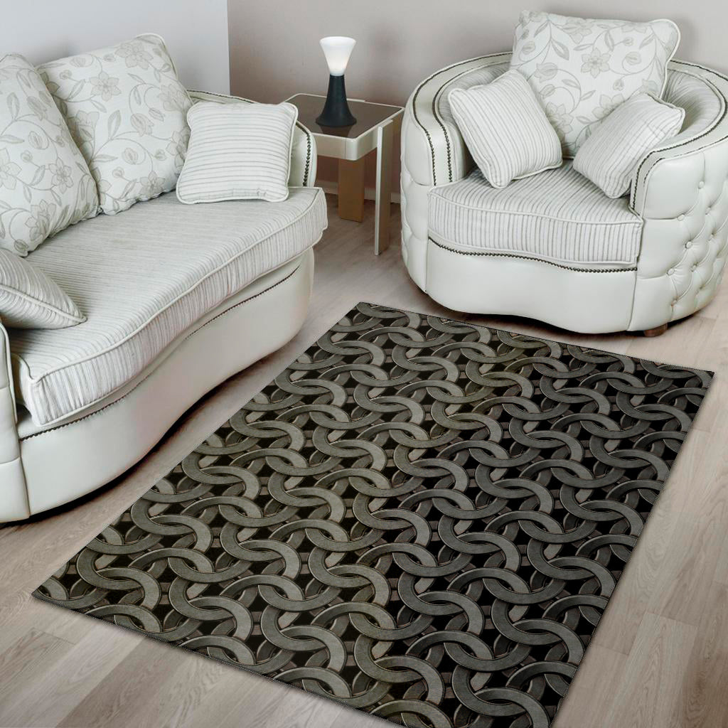 Metal Chainmail Pattern Print Area Rug
