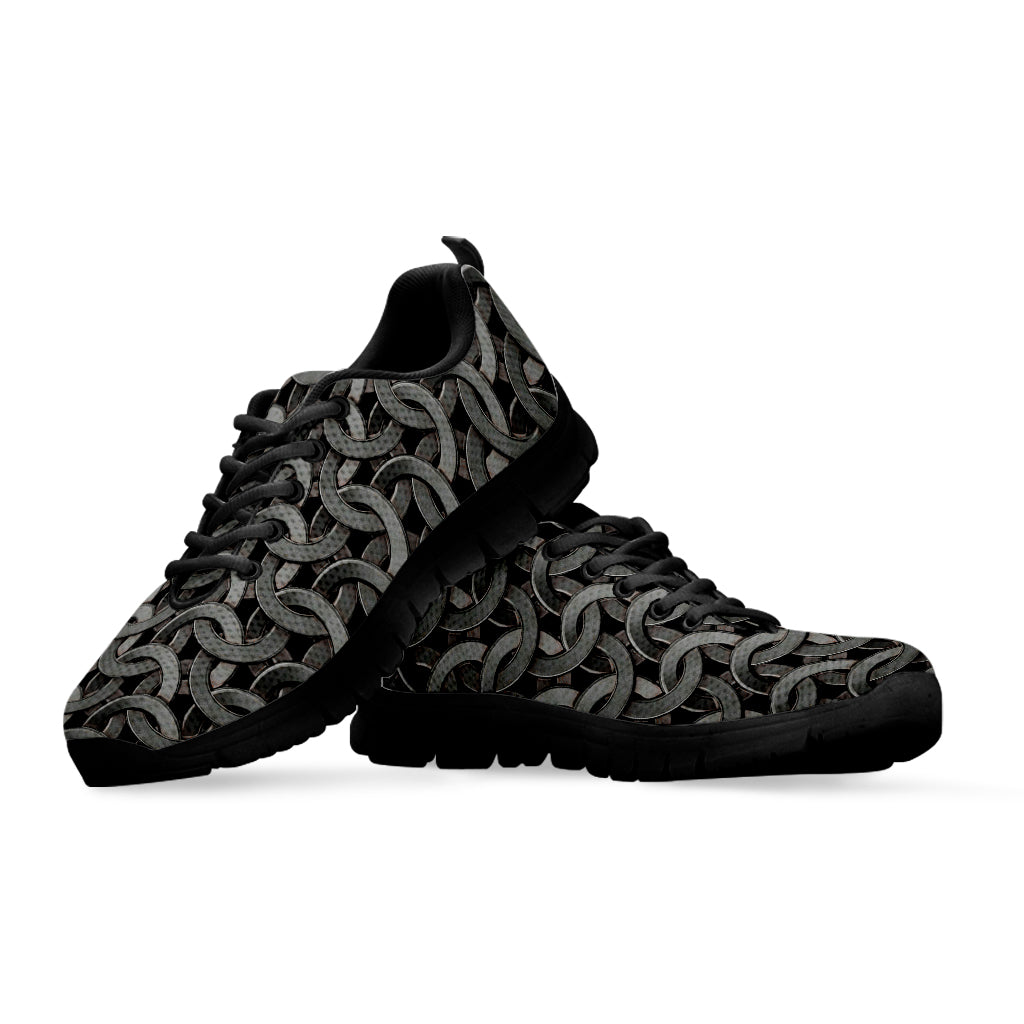 Metal Chainmail Pattern Print Black Sneakers