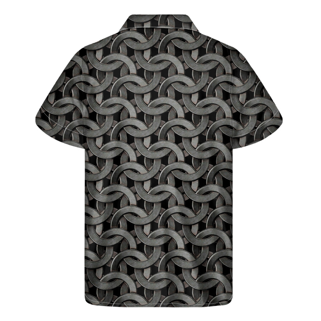 Metal Chainmail Pattern Print Men's Short Sleeve Shirt