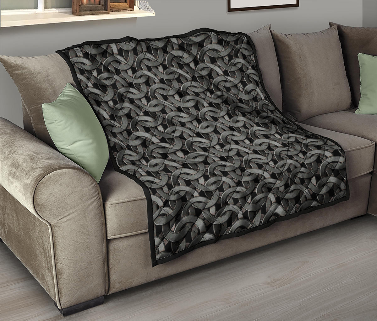 Metal Chainmail Pattern Print Quilt