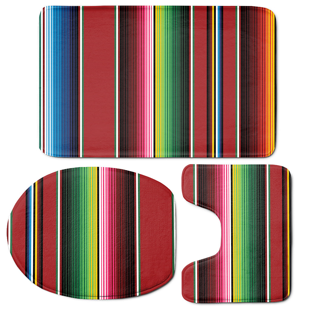 Mexican Serape Blanket Pattern Print 3 Piece Bath Mat Set
