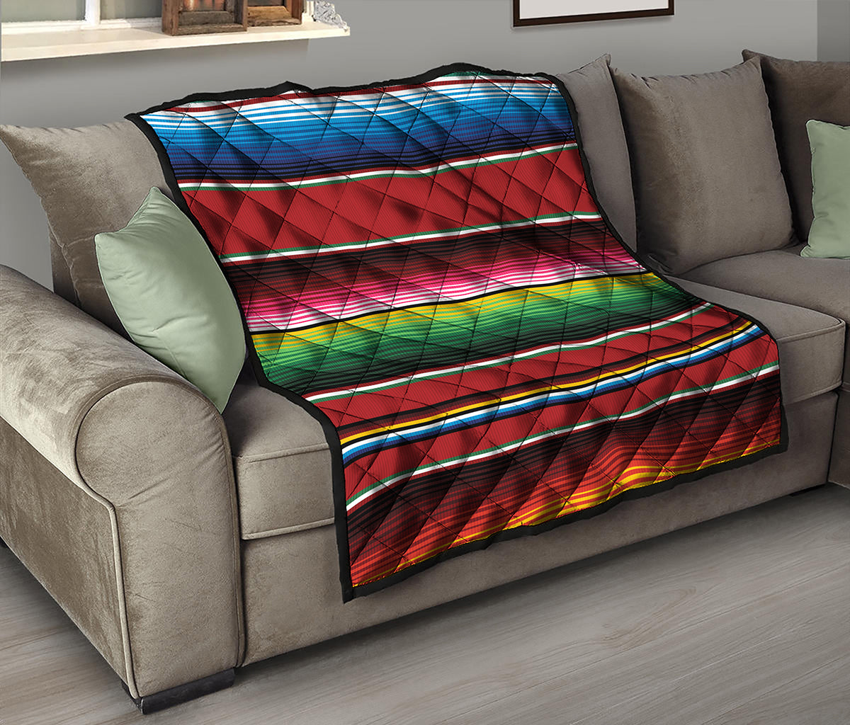 Mexican Serape Blanket Pattern Print Quilt
