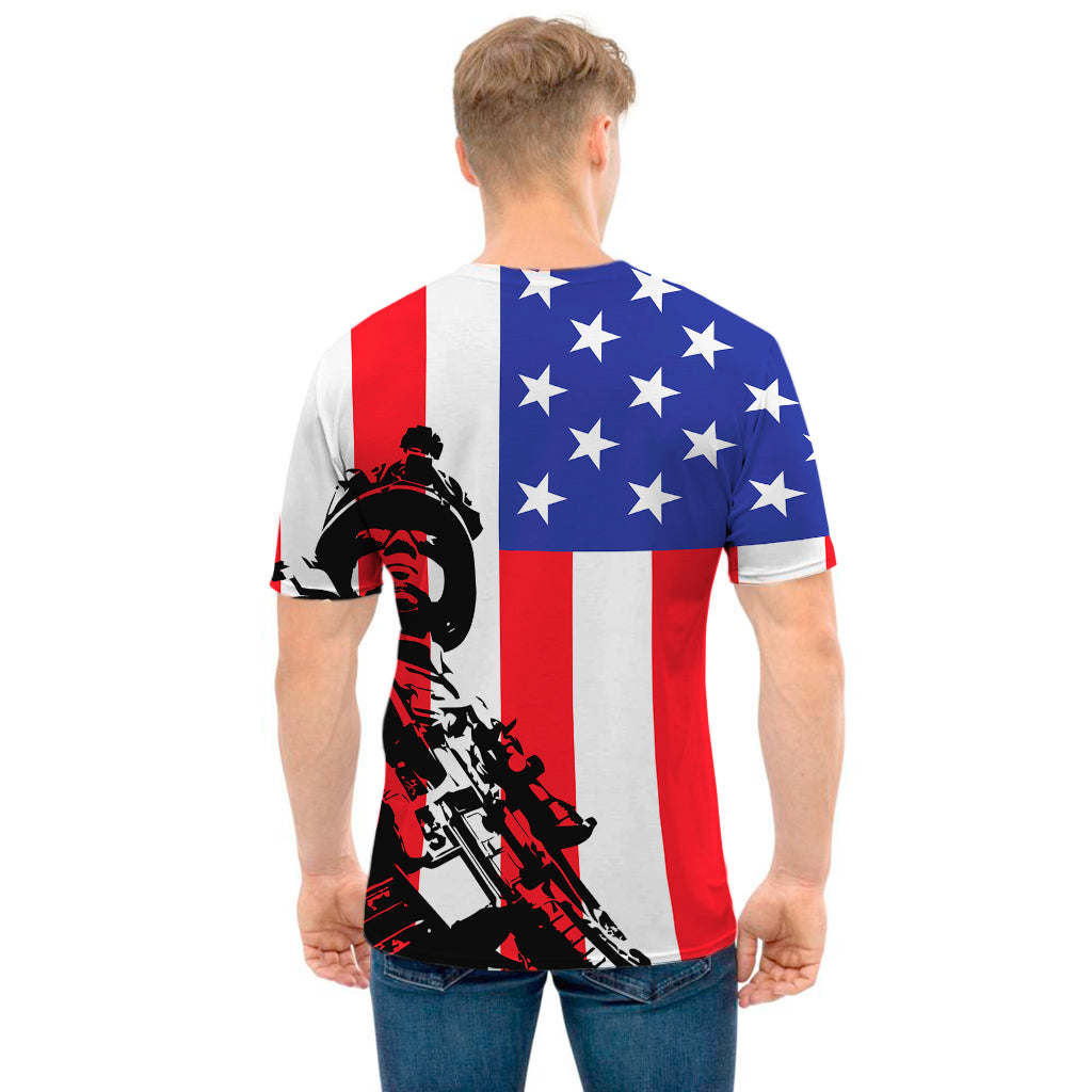 Military American Flag Print Men's T-Shirt