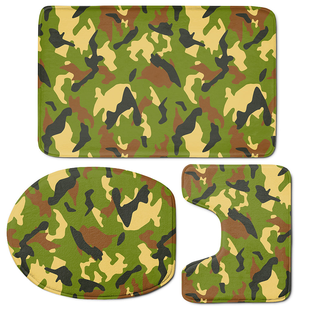 Military Camouflage Print 3 Piece Bath Mat Set
