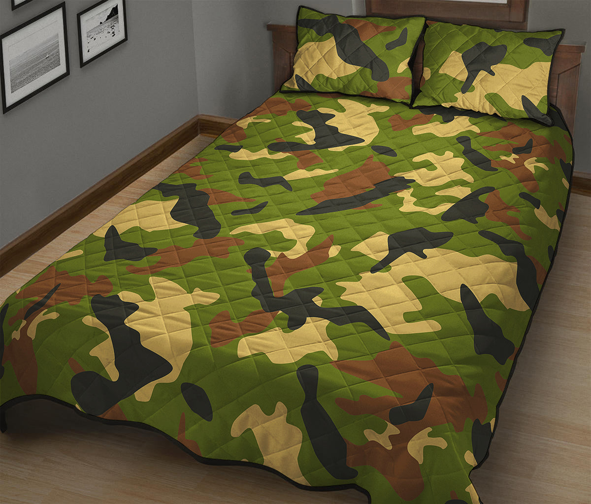 Military Camouflage Print Quilt Bed Set