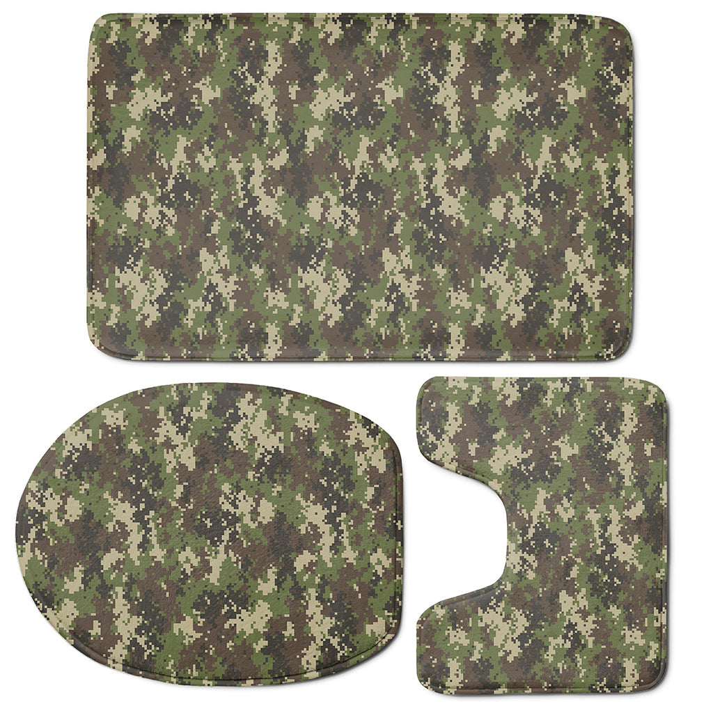 Military Digital Camo Pattern Print 3 Piece Bath Mat Set