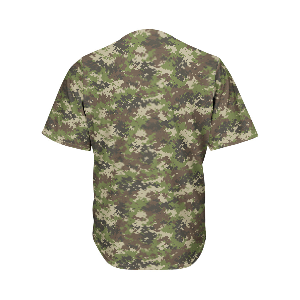 Military Digital Camo Pattern Print Men's Baseball Jersey