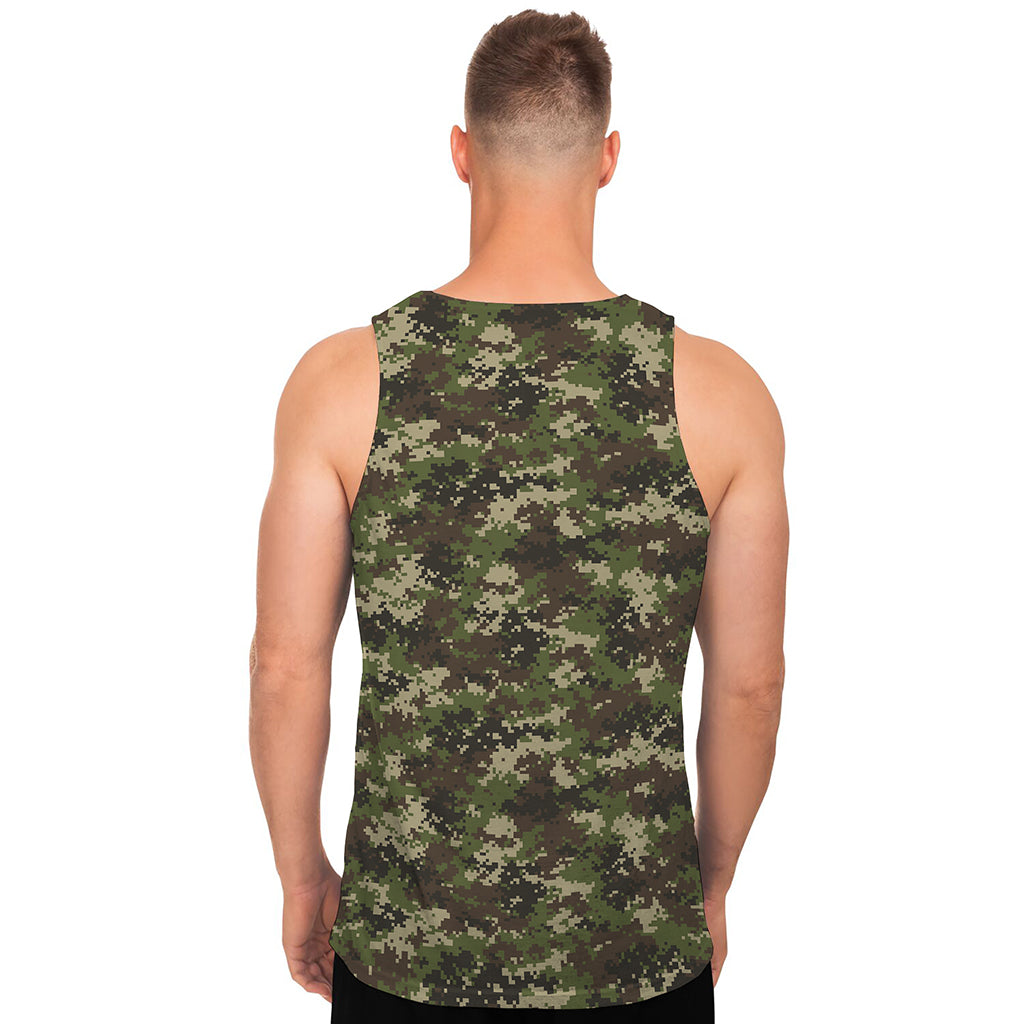Military Digital Camo Pattern Print Men's Tank Top