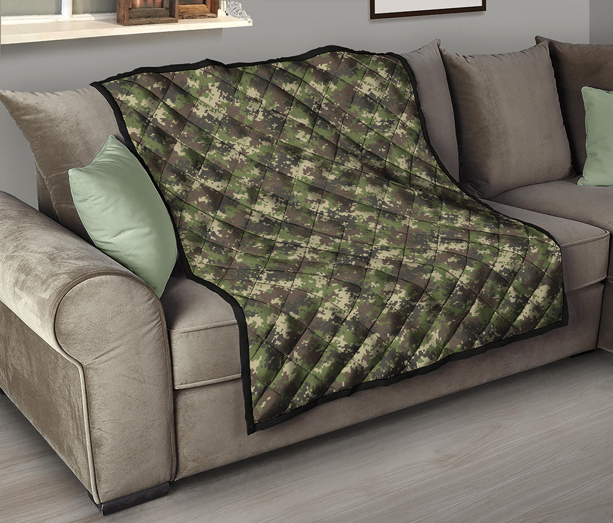 Military Digital Camo Pattern Print Quilt