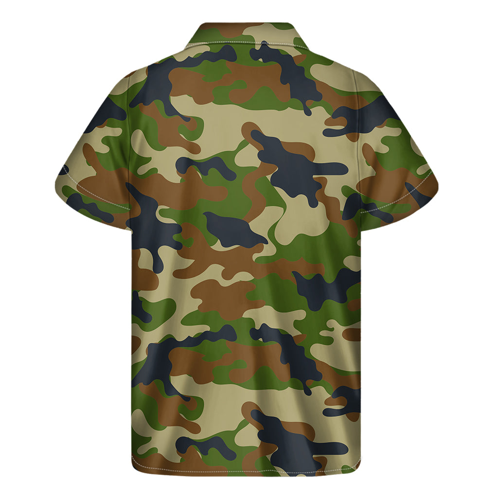 Military Green Camouflage Print Men's Short Sleeve Shirt