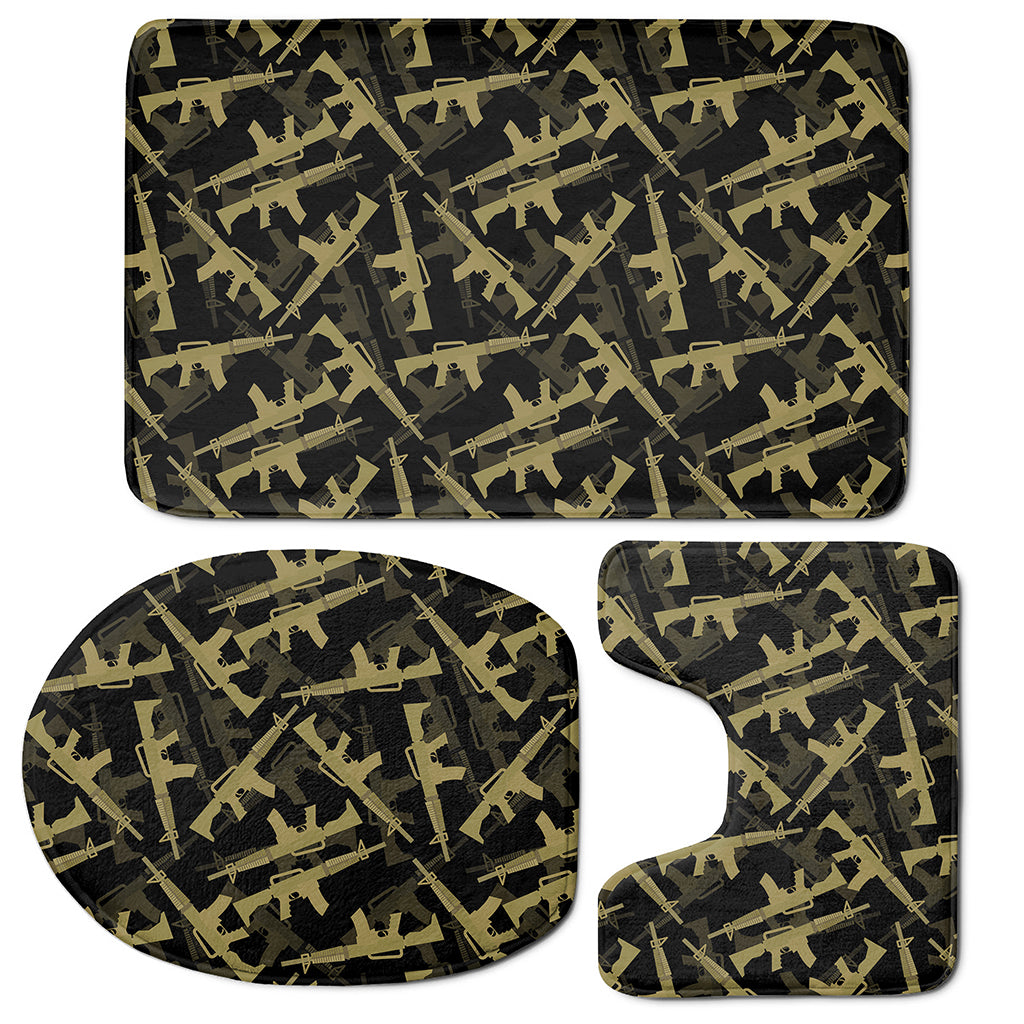 Military Guns Pattern Print 3 Piece Bath Mat Set