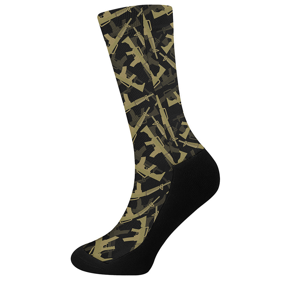 Military Guns Pattern Print Crew Socks
