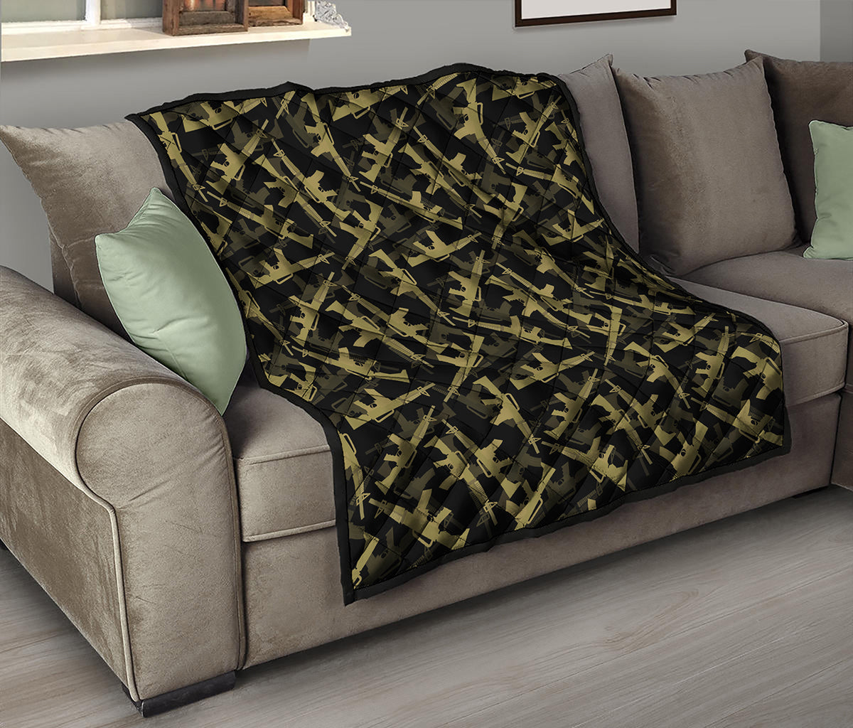Military Guns Pattern Print Quilt