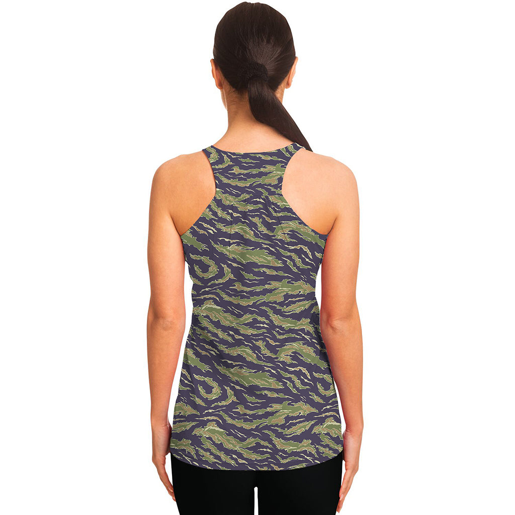 Military Tiger Stripe Camouflage Print Women's Racerback Tank Top