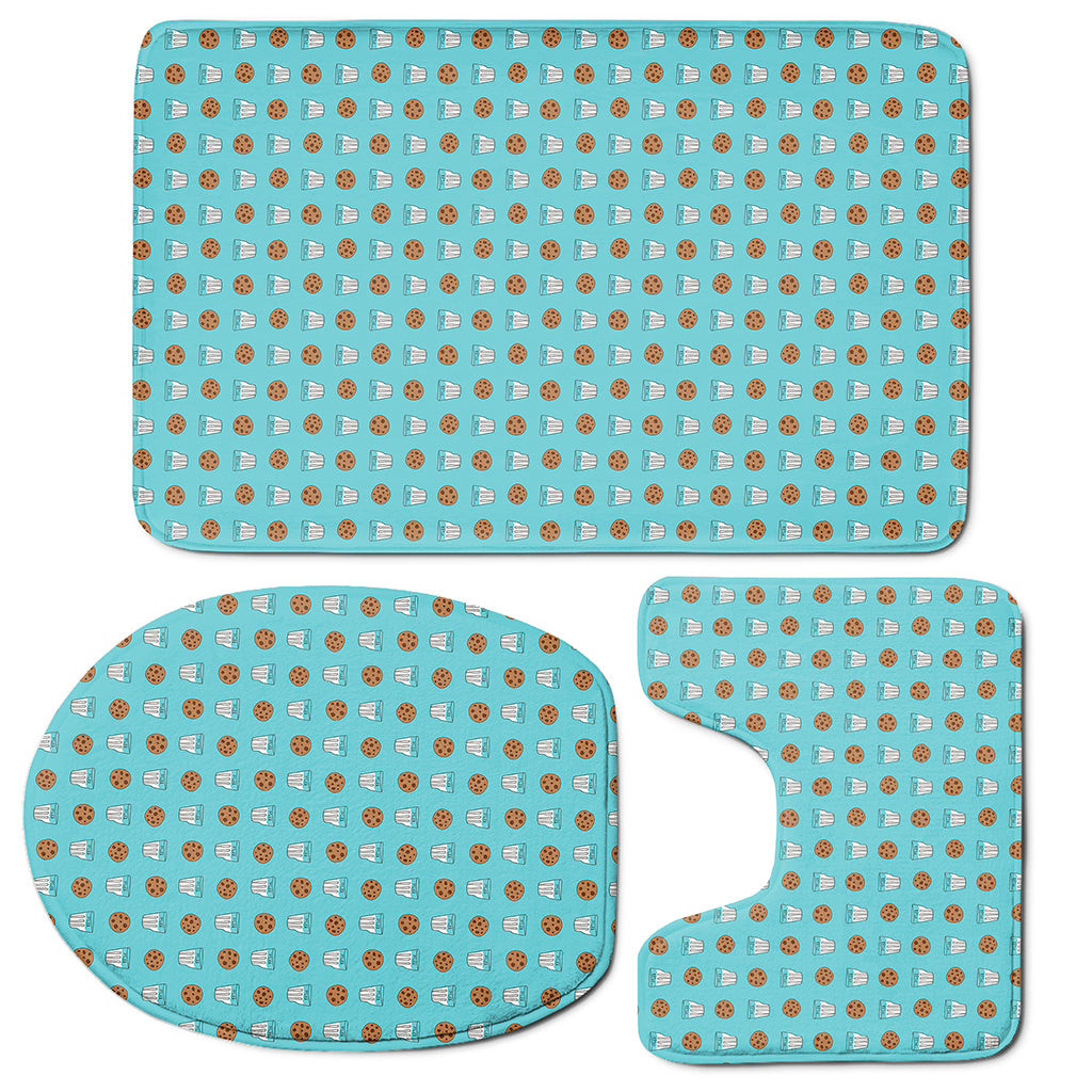 Milk And Cookies Pattern Print 3 Piece Bath Mat Set