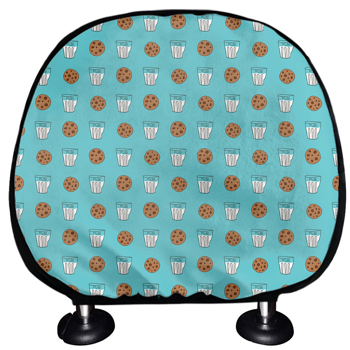 Milk And Cookies Pattern Print Car Headrest Covers