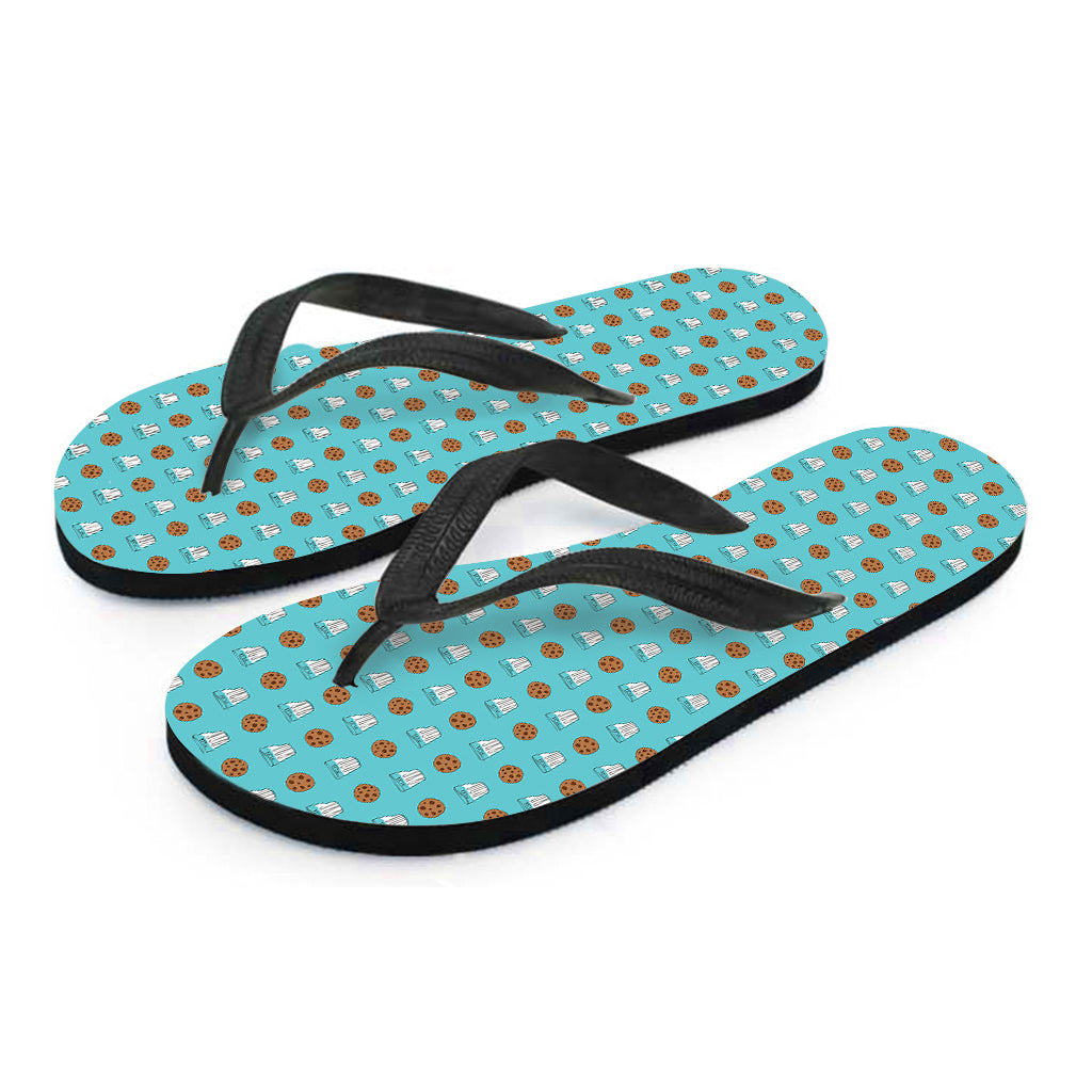 Milk And Cookies Pattern Print Flip Flops