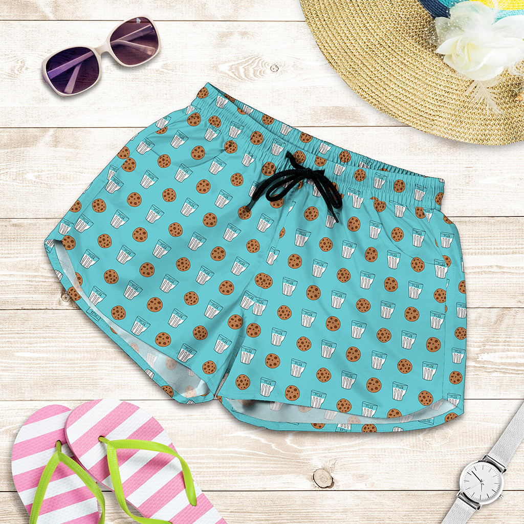 Milk And Cookies Pattern Print Women's Shorts