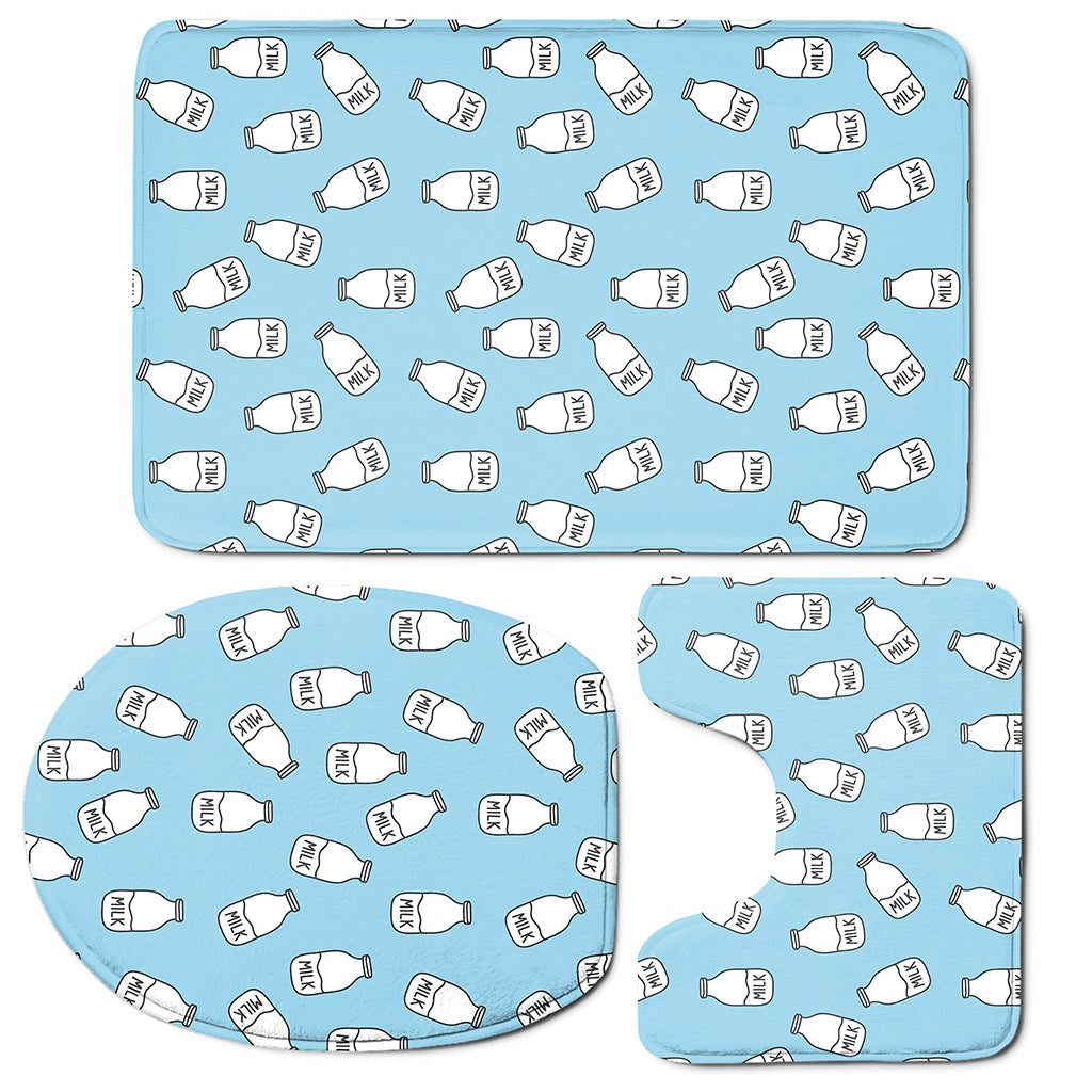 Milk Bottle Cartoon Pattern Print 3 Piece Bath Mat Set