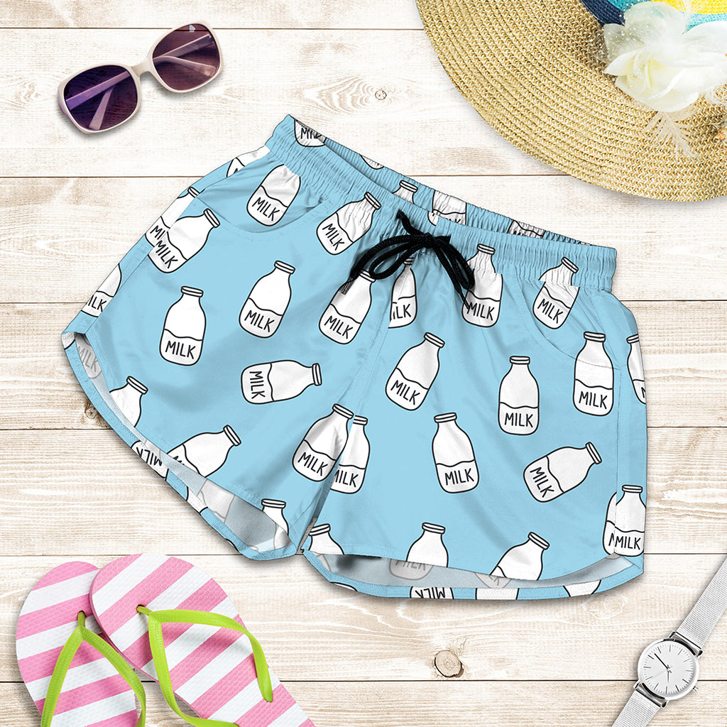 Milk Bottle Cartoon Pattern Print Women's Shorts
