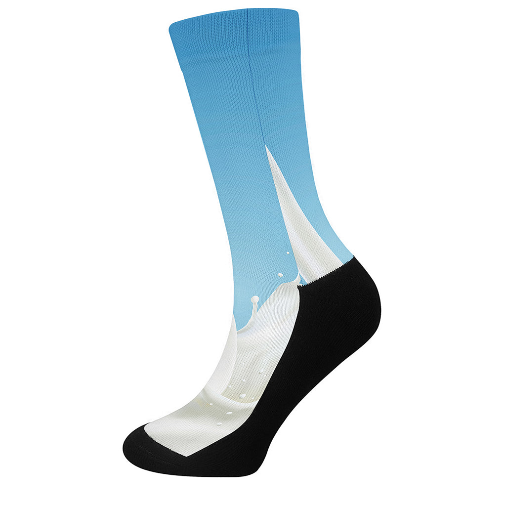 Milk Splash Print Crew Socks