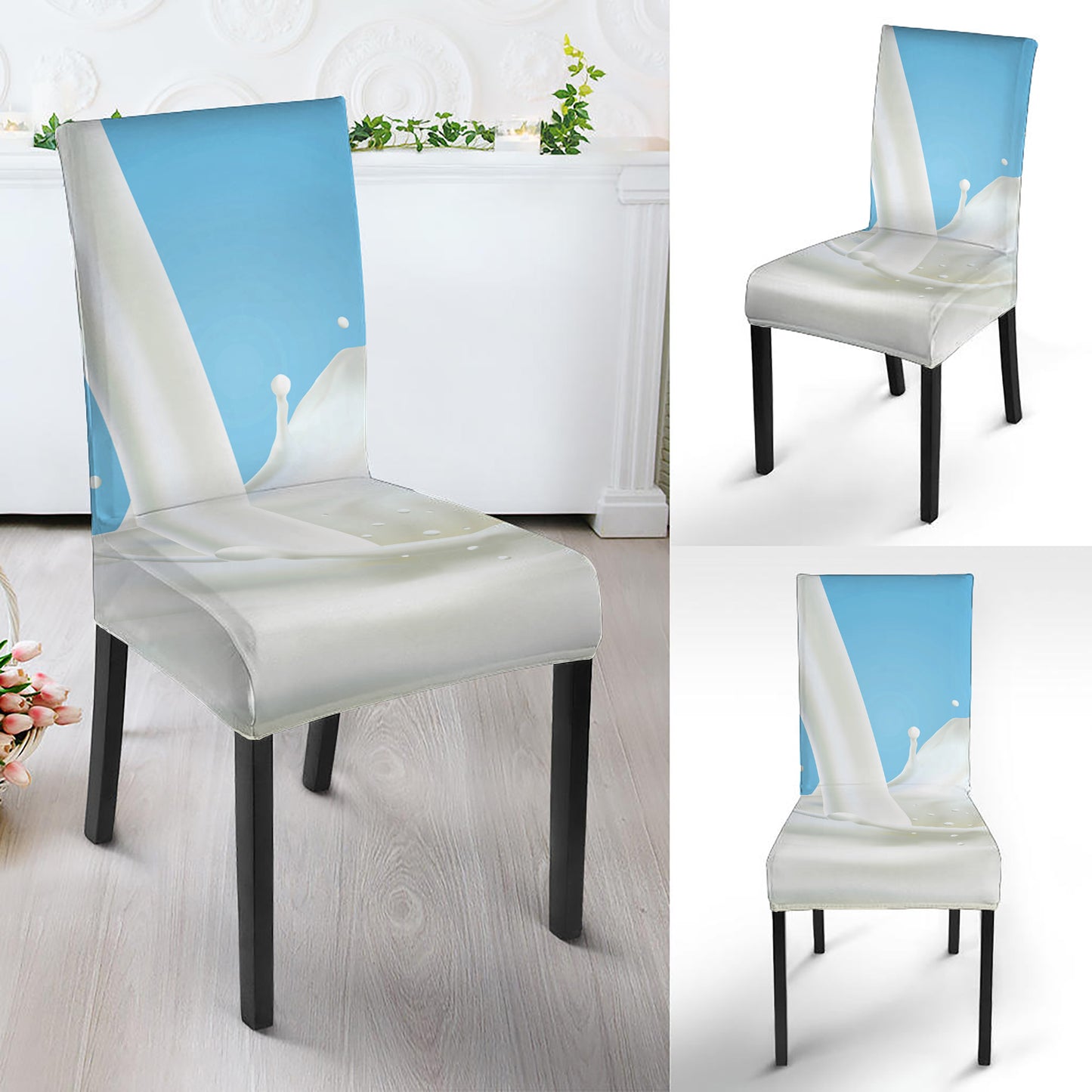 Milk Splash Print Dining Chair Slipcover