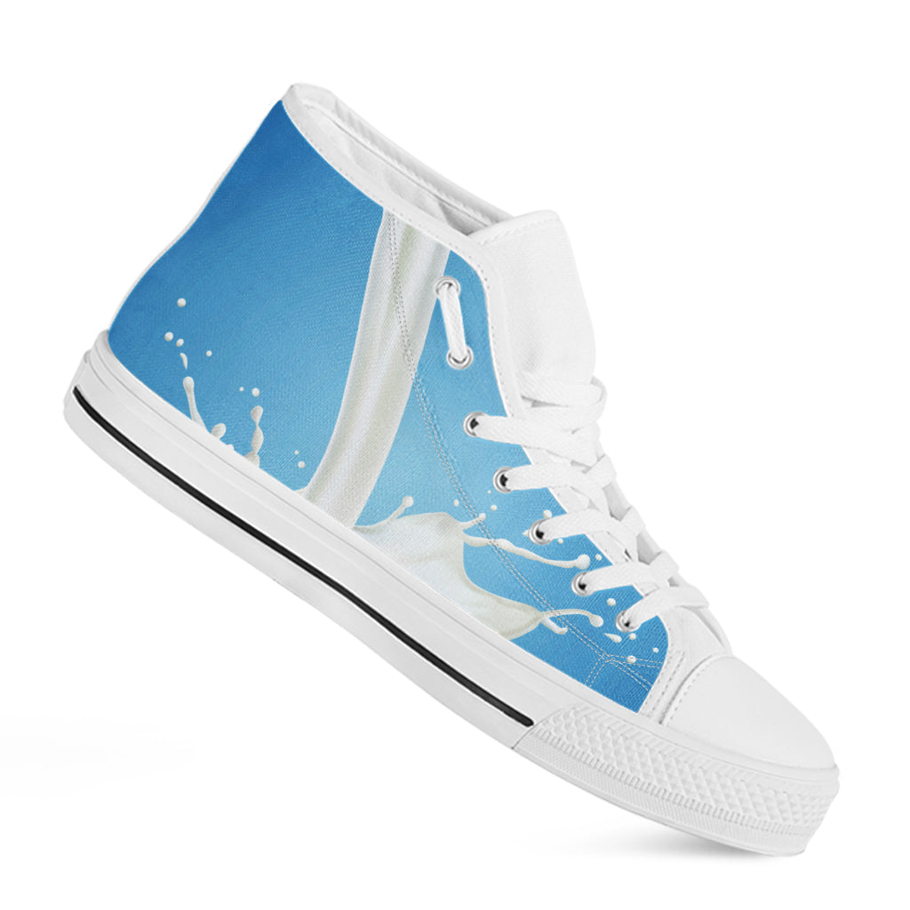 Milk Splash Print White High Top Shoes