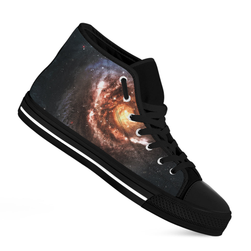 Milky Way Universe Print Black High Top Shoes