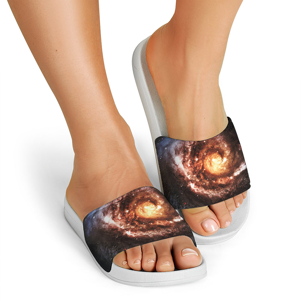 Milky Way Universe Print White Slide Sandals