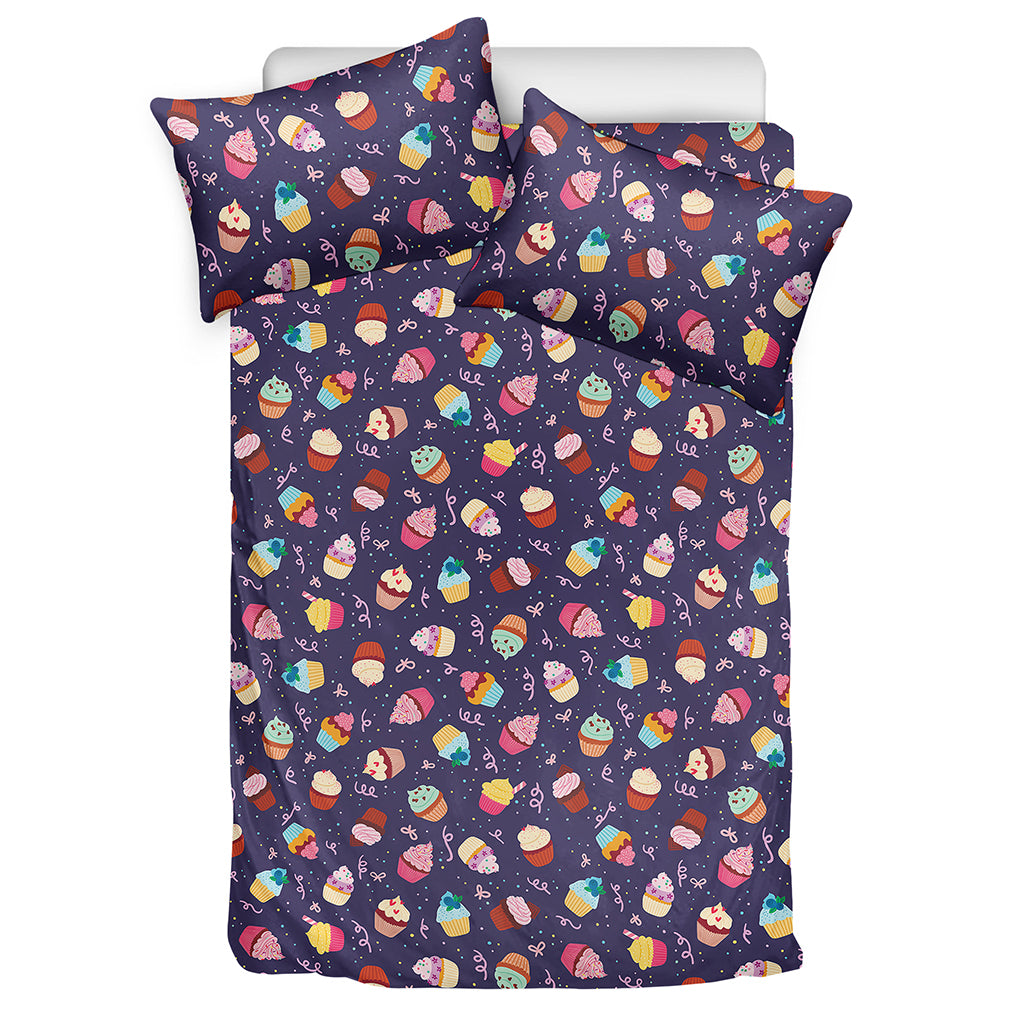 Mini Cupcake Pattern Print Duvet Cover Bedding Set