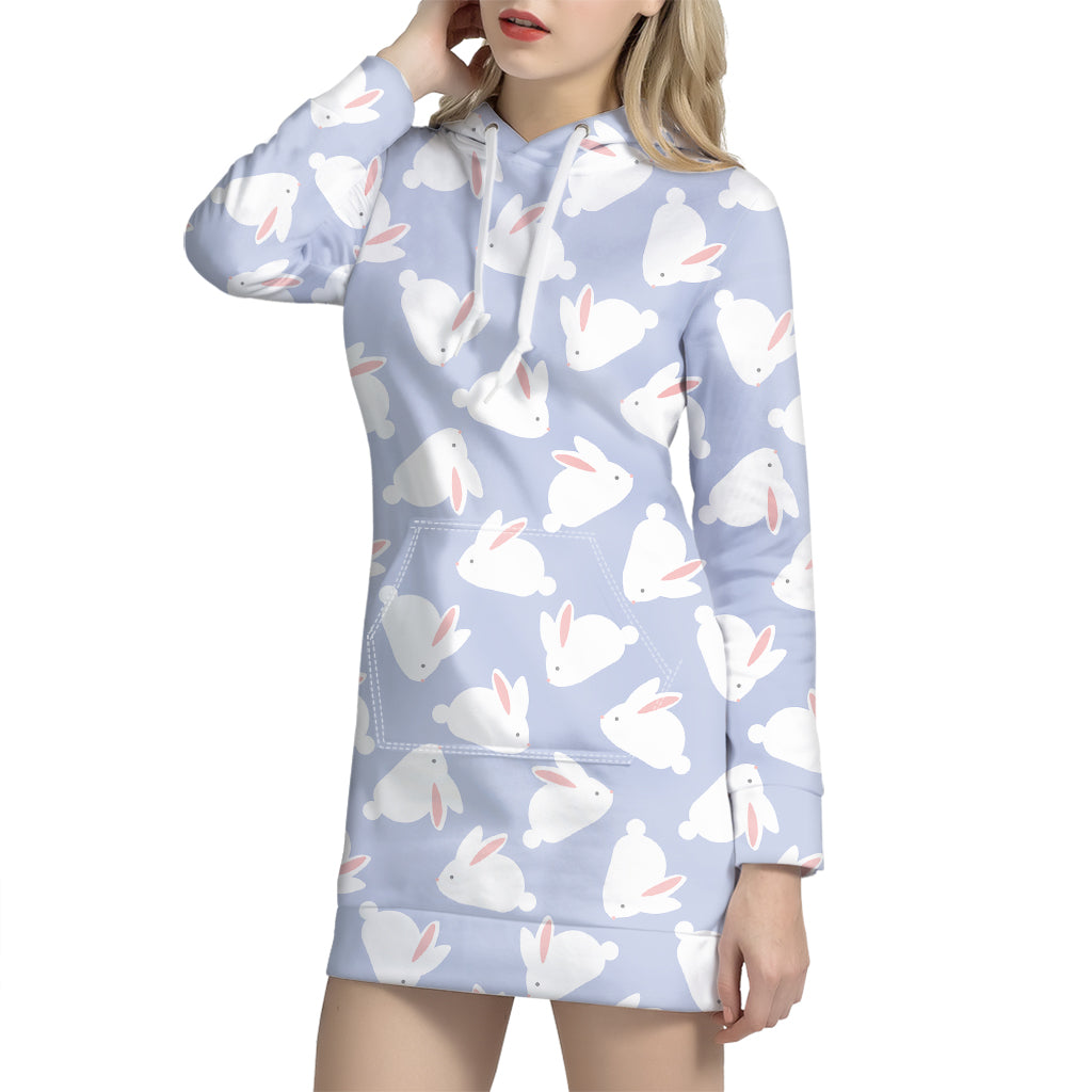 Mini Rabbit Pattern Print Hoodie Dress