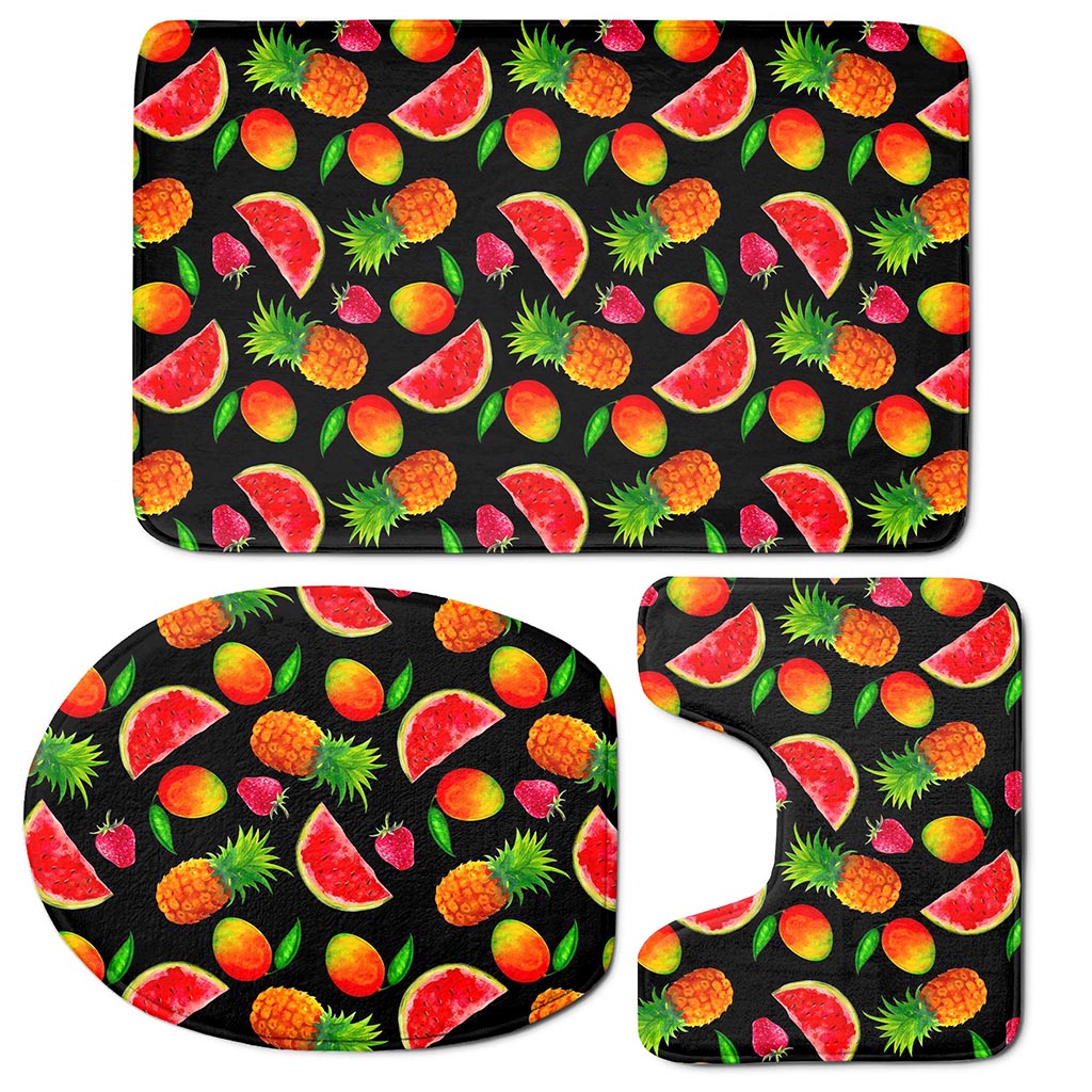Mix Fruit Pineapple Pattern Print 3 Piece Bath Mat Set