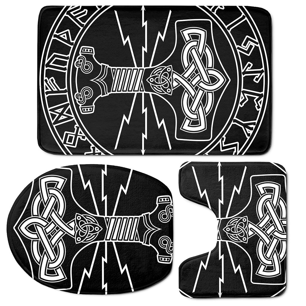 Mjolnir And Younger Futhark Print 3 Piece Bath Mat Set