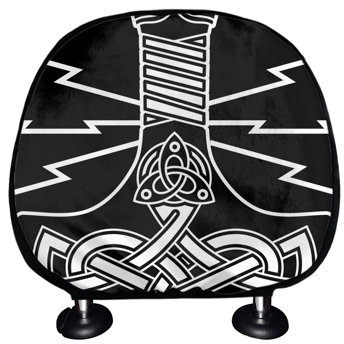 Mjolnir And Younger Futhark Print Car Headrest Covers
