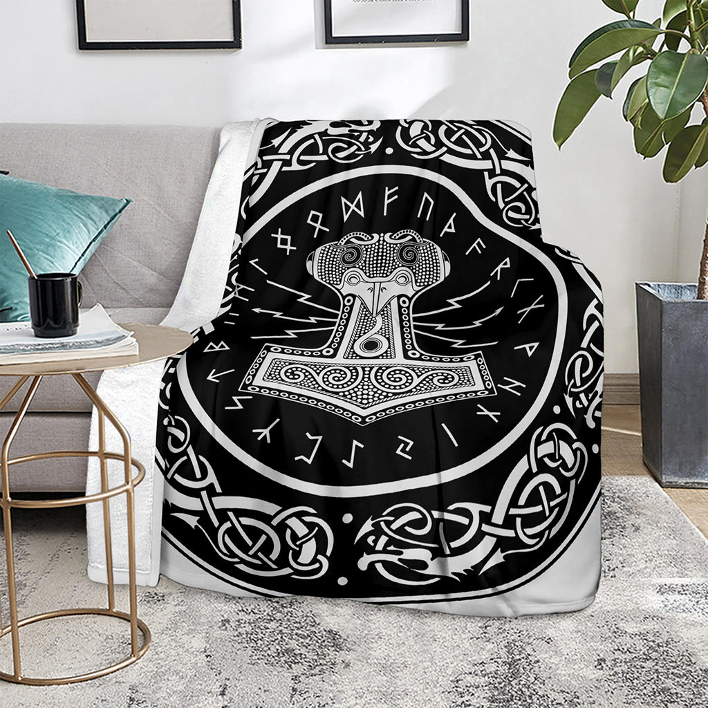 Mjolnir Norse Mythology Print Blanket