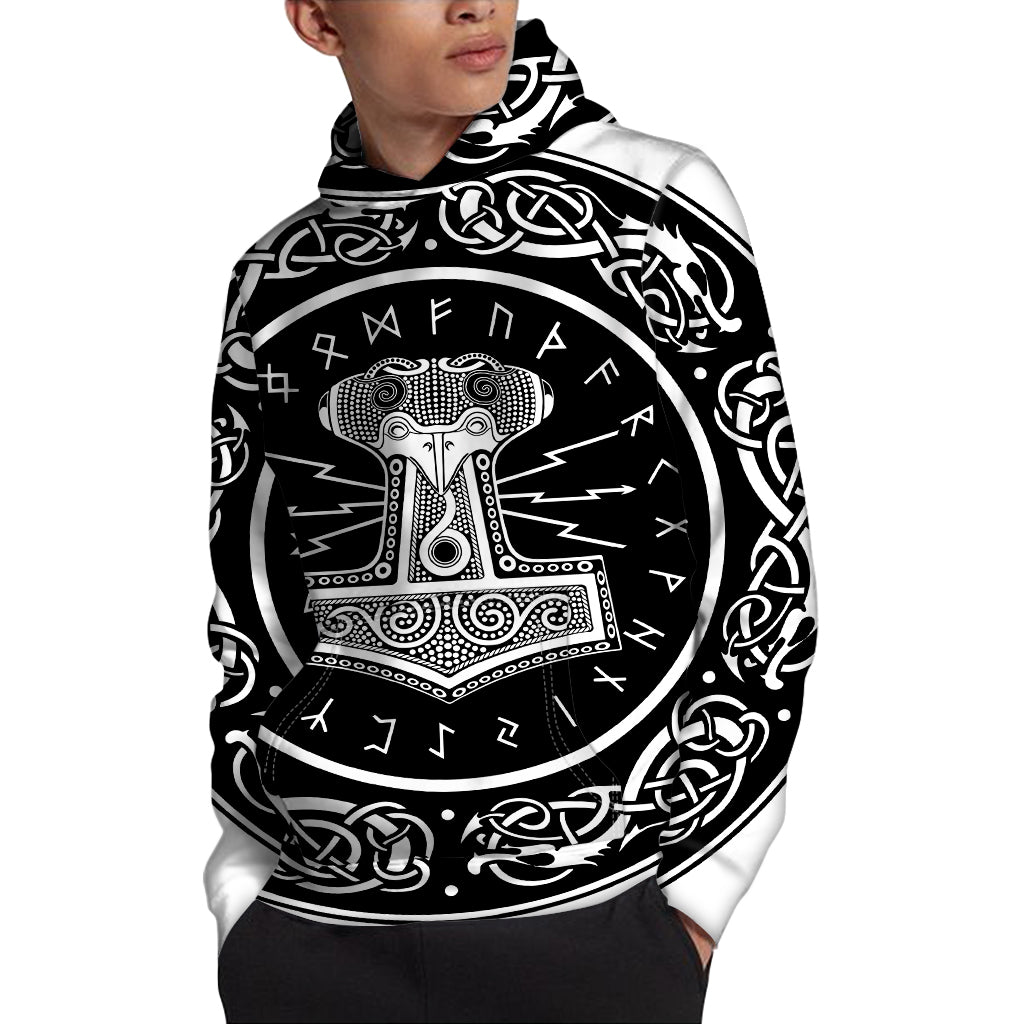 Mjolnir Norse Mythology Print Pullover Hoodie