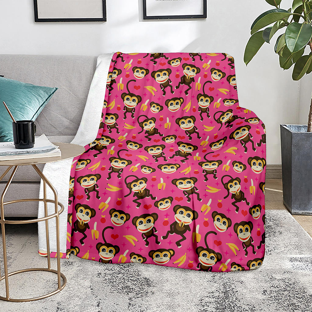 Monkey And Banana Pattern Print Blanket