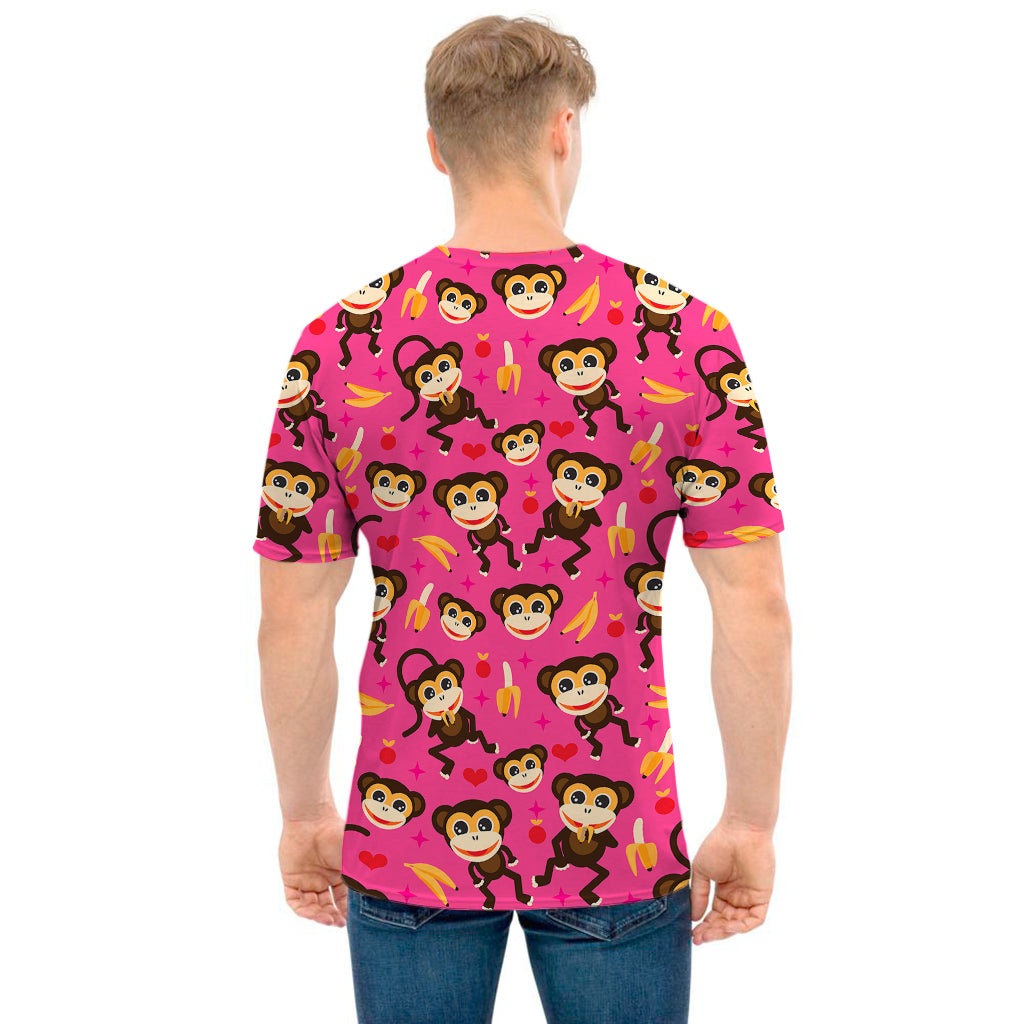 Monkey And Banana Pattern Print Men's T-Shirt