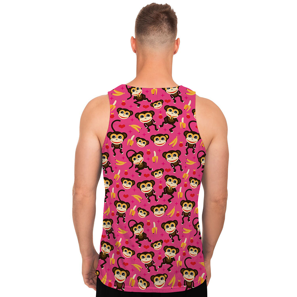 Monkey And Banana Pattern Print Men's Tank Top