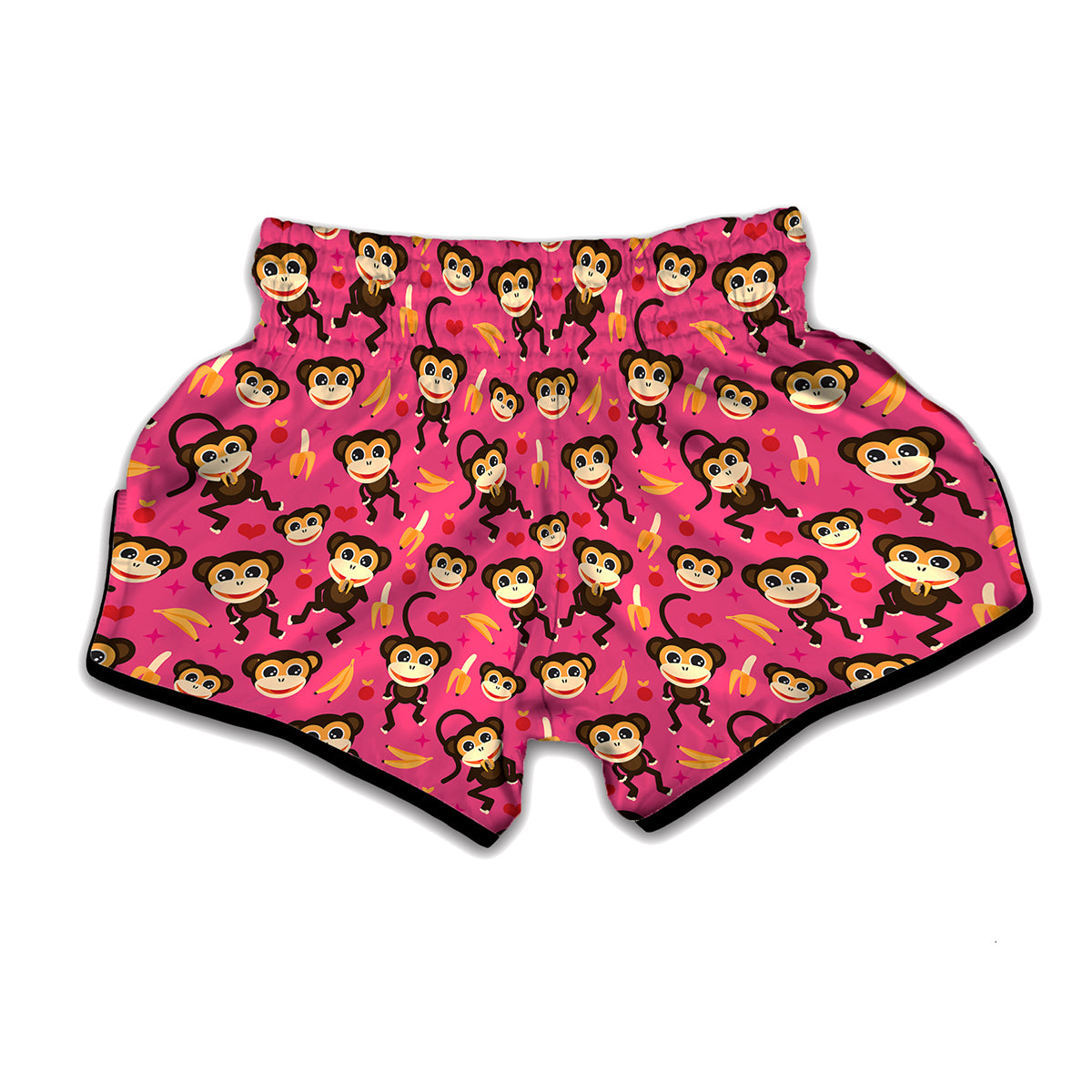 Monkey And Banana Pattern Print Muay Thai Boxing Shorts